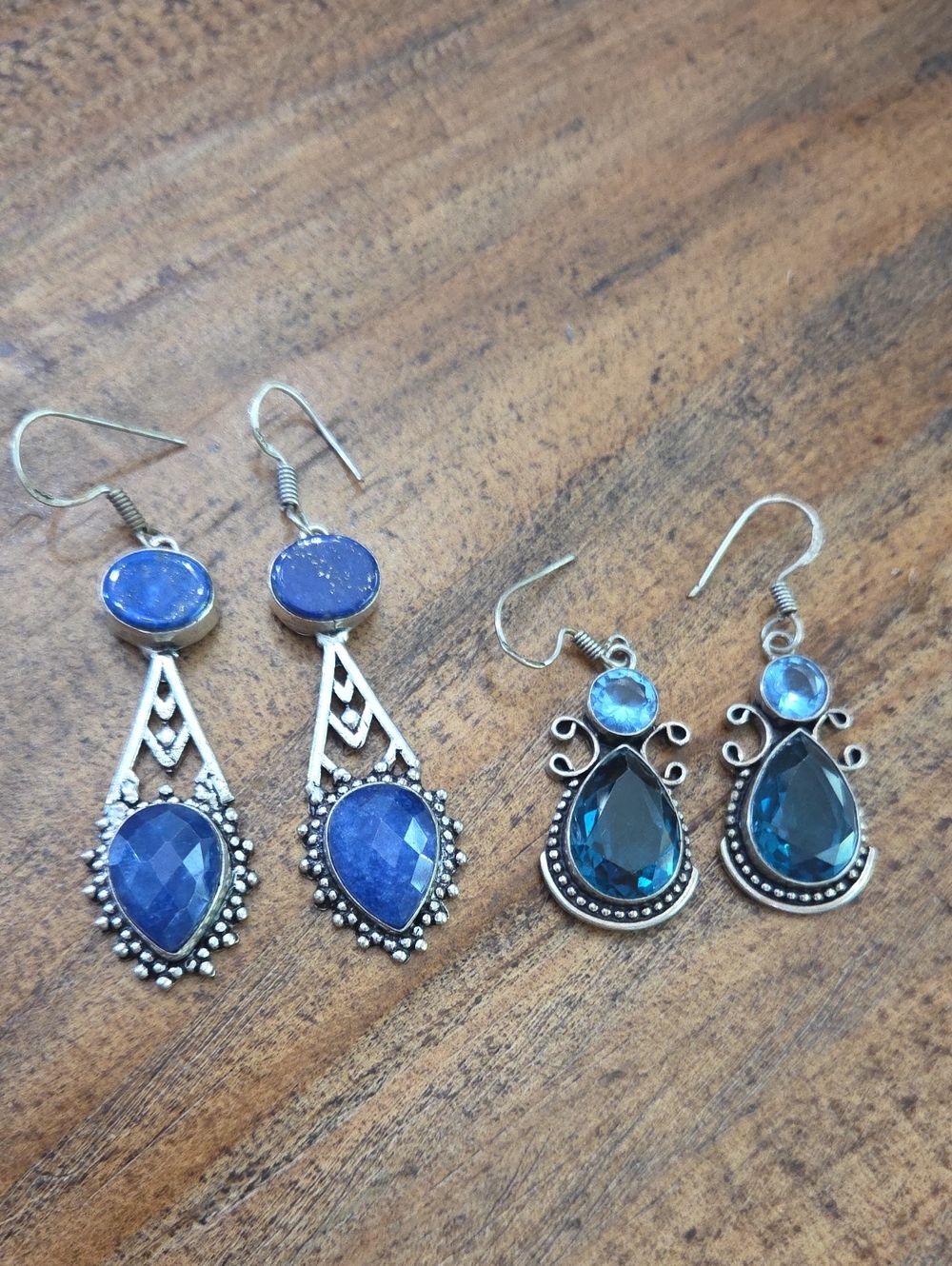 Silve Blue Teardrop Dangle Earrings